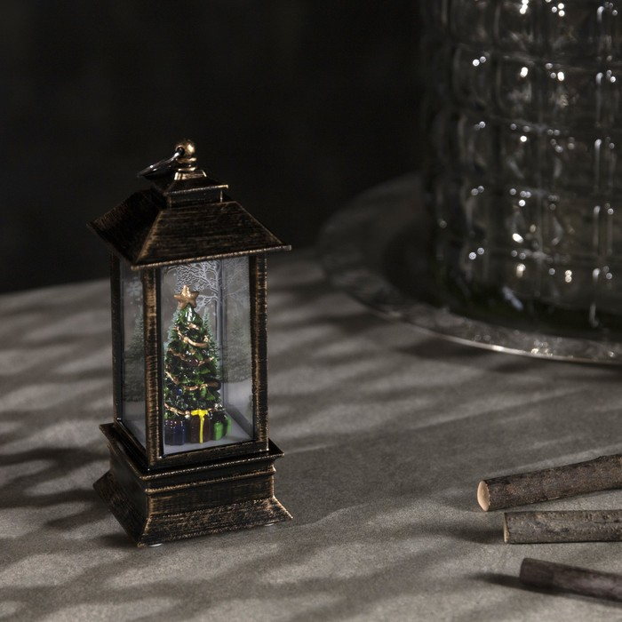 Светодиодная фигура &laquo;Ёлка в фонаре&raquo; 5 &times; 12 &times; 5 см, пластик, батарейки AG13х3, свечение тёплое белое