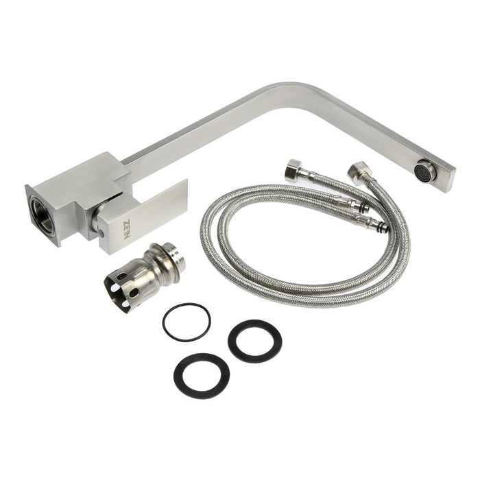 Смеситель для кухни ZEIN, квадратный, картридж 35 мм, нержавеющая сталь, сатин Смеситель для кухни ZEIN, квадратный, картридж 35 мм, нержавеющая сталь, сатин