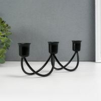 Подсвечник металл на 3 свечи "Качели" чёрный 8,5х26,5х5,5 см