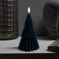 Светодиодная свеча &laquo;Ёлка зелёная&raquo; 10 &times; 18.5 &times; 10 см, воск, батарейка CR2032 (в комплекте), свечение тёплое белое