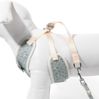 Комплект с мягкой шлейкой "Веточки", размер L, поводок 120 х 1,5 см, ОГ 42-76 см, серый