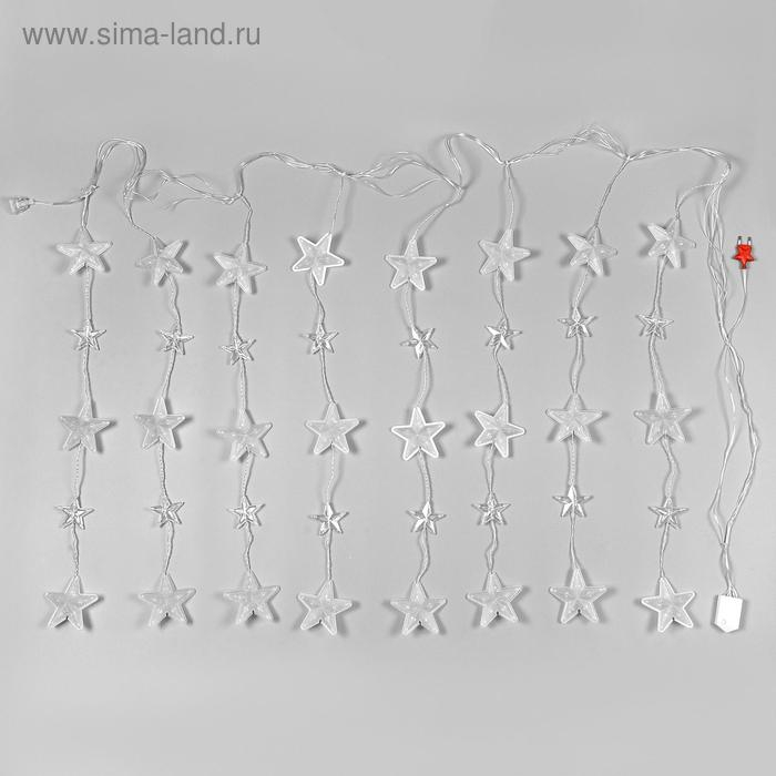 Гирлянда &laquo;Бахрома&raquo; 2.4 &times; 0.9 м с насадками &laquo;Звёздочки&raquo;, IP20, прозрачная нить, 186 LED, свечение мульти, 8 режимов, 220 В