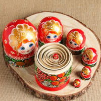 Матрёшка &laquo;Полянка&raquo;,  красный платок, 7 кукольная, 22 см