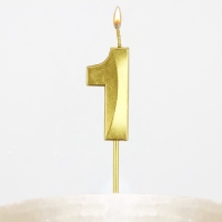 Свеча цифра для торта &laquo;1&raquo;, золото, 2,3 х 8 см