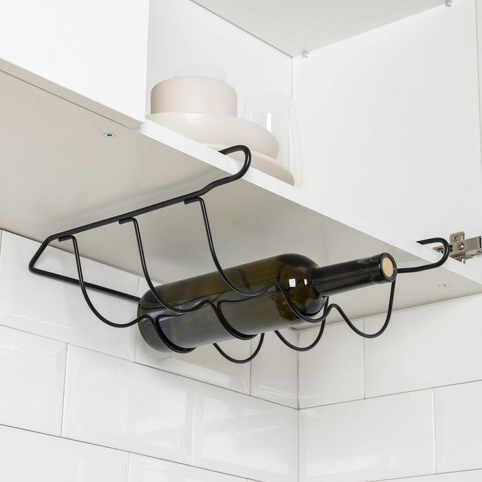 Держатель для бутылок Доляна, подвесной, металл, 32,5&times;31,5&times;13 см, цвет чёрный