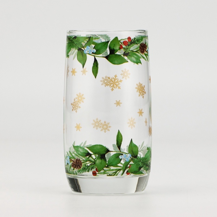 Новый год. Стакан стеклянный &laquo;Зимние цветы&raquo;, 330 мл