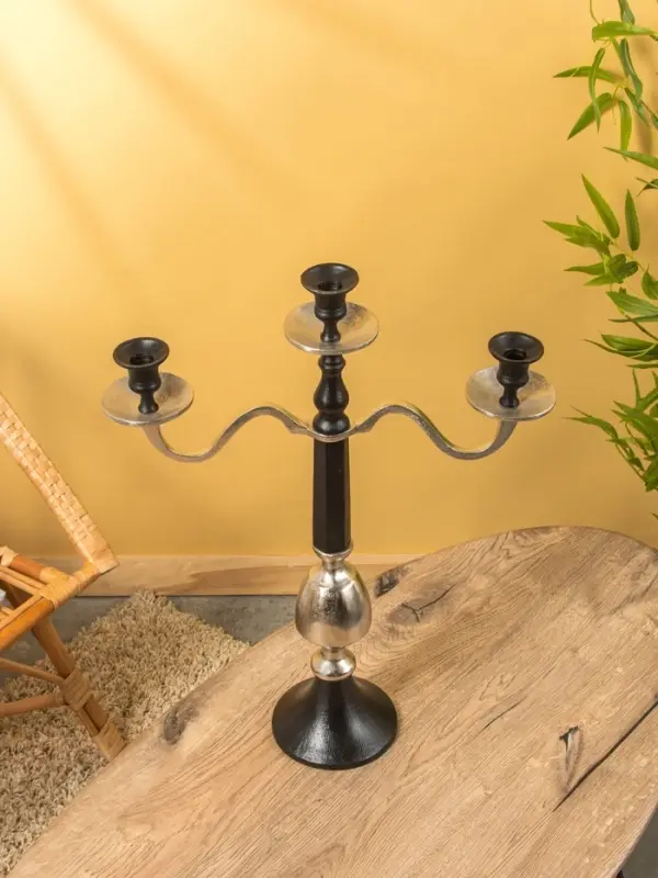 Подсвечник канделябр  на 3 свечи "Тёмная Вуаль" алюминий 46х15х62 см