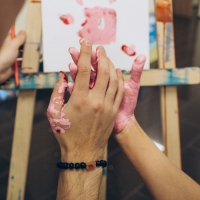 Браслеты &laquo;Неразлучники&raquo; сердце с бусинами, цвет чёрно-белый, шар №8, d=6,5 см