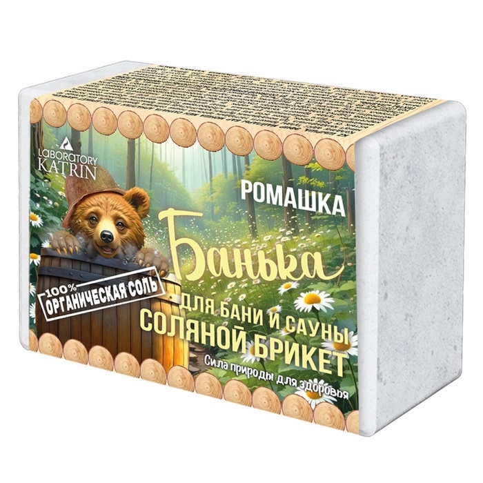 Соляной брикет для бани "Банька" ромашка, 500 г