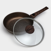 Сковорода Доляна &laquo;Брауни&raquo;, d=24 см, съёмная ручка, стеклянная крышка, антипригарное покрытие, индукция