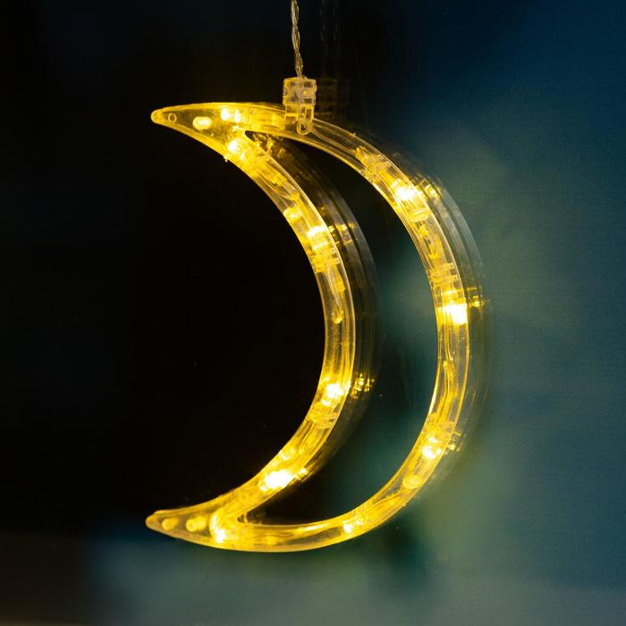 Гирлянда &laquo;Бахрома&raquo; 2.7 &times; 0.9 м с насадками &laquo;Месяц&raquo;, IP20, прозрачная нить, 138 LED, свечение тёплое белое, 8 режимов, 220 В
