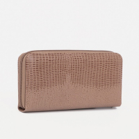 Кошелёк женский на молнии, с ручкой, цвет бежевый
