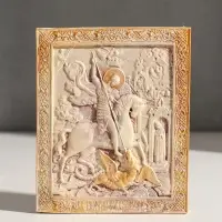 Икона с подвесом " Георгий победоносец" размер 12х10х2 см,гипс, роспись