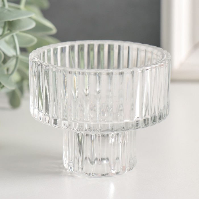 Подсвечник стекло "Торт" двухсторонний прозрачный d- 2 и 5 см 6,2х6,2х5 см