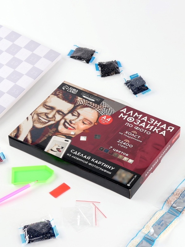 Алмазная мозаика по фото, на раме А4,  полное заполнение, Vintage