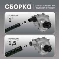 Насадка на триммер ТУНДРА, насос, вход 1/1.5", посадочное место 26 мм, шкив 9 зубьев