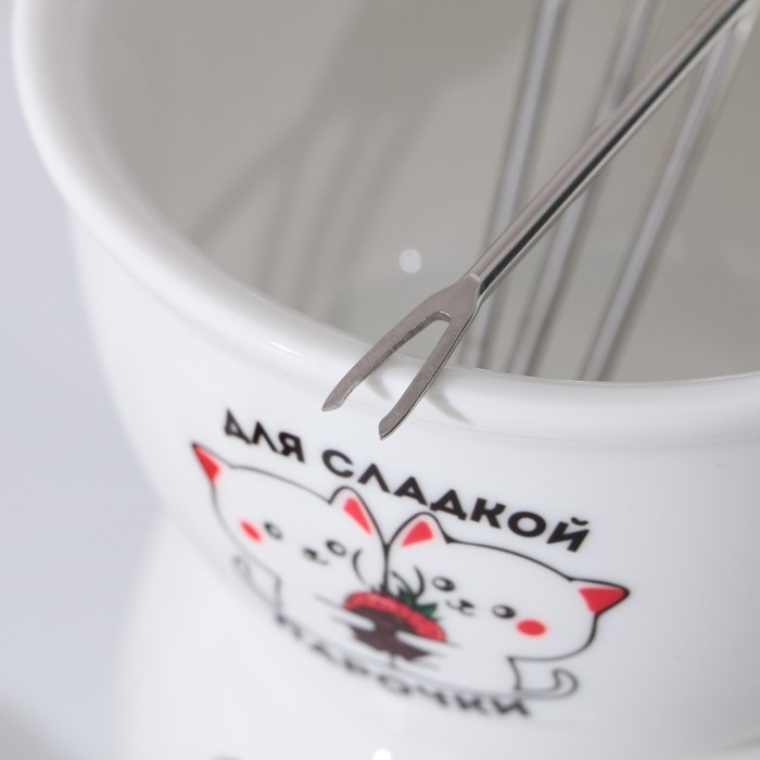 Фондюшница керамическая &laquo;Для сладкой парочки&raquo;, 350 мл, цвет белый
