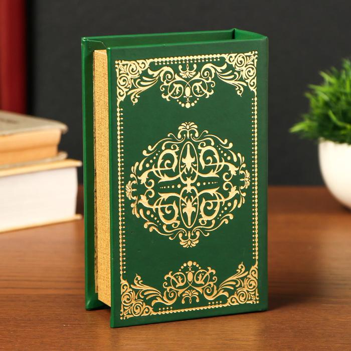 Сейф дерево книга кожа тиснение "На удачу в делах и бизнесе" 17х11х5 см