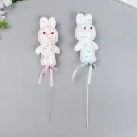 Набор топперов для украшения &laquo;Зайчата: посыпка, блеск&raquo;, 2 шт., розовый, голубой, 12 см