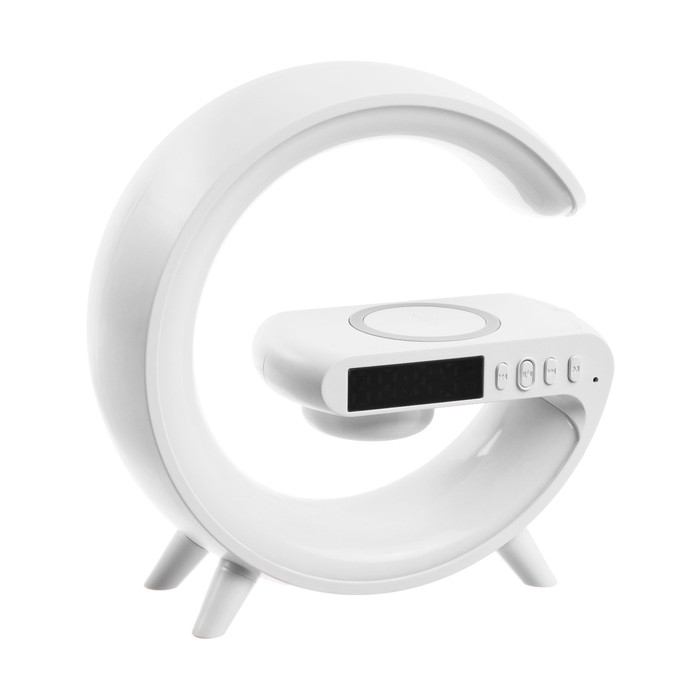 Портативная колонка- ночник G63, 15 Вт колонка, 15 W зарядка, 1800 мАч, подсветка, белая