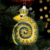 Ёлочный фарфоровая игрушка "Змей", крепление петля, 9 см