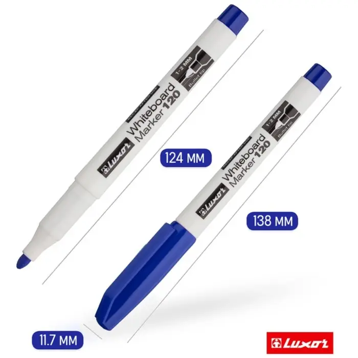 Маркер для доски 1-2 мм, Luxor 120, пулевидный, синий