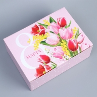 Коробка подарочная сборная, упаковка, &laquo;8 марта&raquo;, 26 х 19 х 10 см