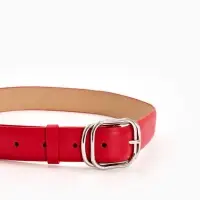Ремень жен 06-01-02-01, Июнь2504, 3,2*0,3*110 см, без винта, пряж металл, 1 прокол, красный   109031