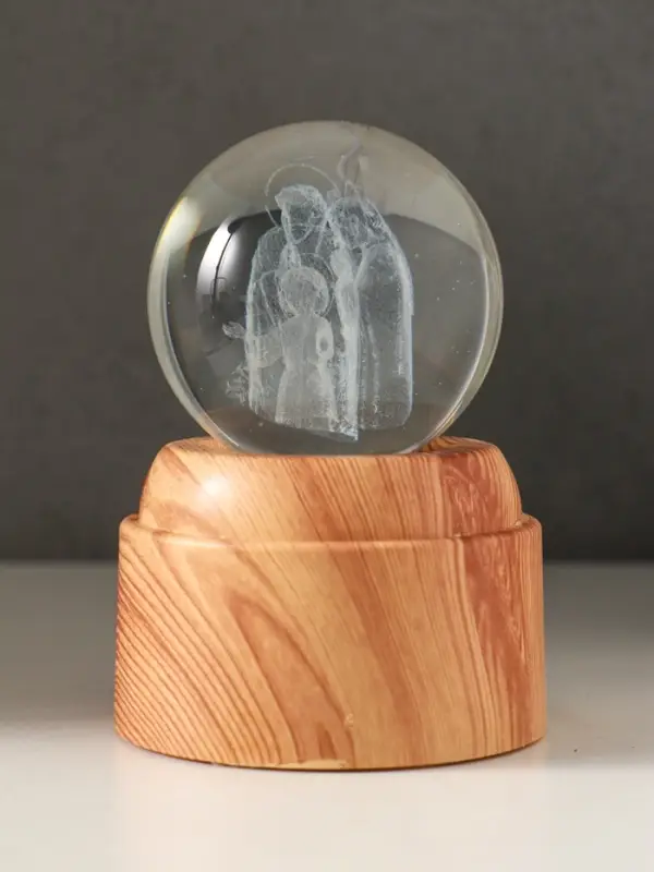 Сувенир стекло свет "Шар. Рождение" 6хLED шар d=6 см, крутится, USB 7х7х10 см