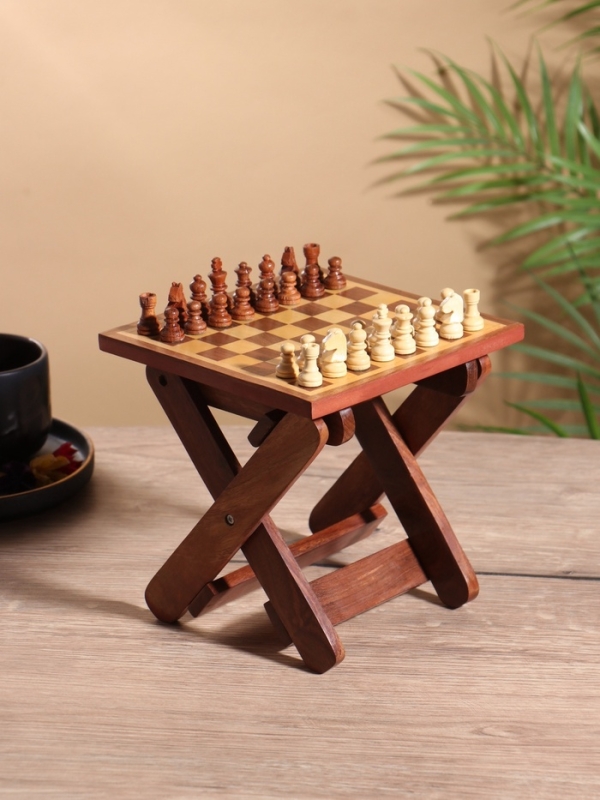 Шахматный столик складной 15,5х20х4,5 см, дерево шишам
