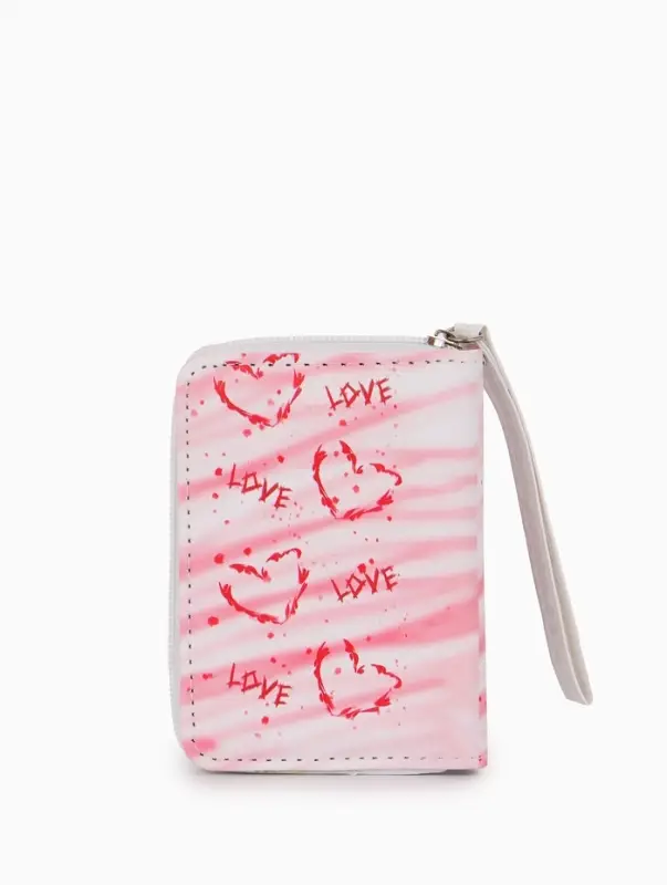 Кошелек жен 07-01-01 Июнь2528 сердце, 12*1,5*9 см, 2 отд+отд/молн, д/карт, розовый