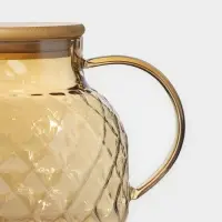 Чайник заварочный стеклянный BellaTenero &laquo;Круиз&raquo;, 1 л, с бамбуковой крышкой и металлическим фильтром, цвет золотой