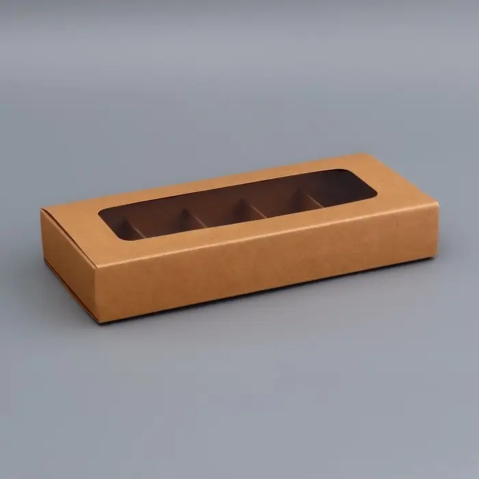 Коробка для 10 конфет, крафт, 9.8&times;22&times;3.5 см