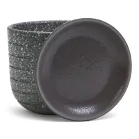 Горшок цветочный  с поддоном 0,8 л, серый керамика "Пряности" (М)