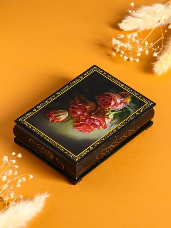 Шкатулка &laquo;Розы&raquo;, 10&times;14 см, лаковая миниатюра