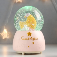 Сувенир полистоун водяной шар свет, музыка "Пёсик спит у месяца" 13х8х8 см