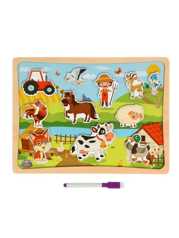 Пазлы для малышей "Ферма" цветные липучки