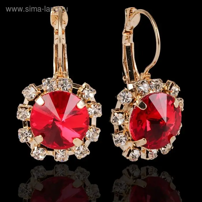 Серьги со стразами &laquo;Круг&raquo; вечеринка, крупный, миксы