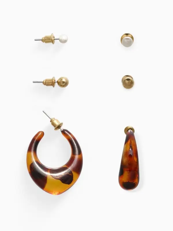 Набор серьги "Леопард" жемчуг, цветной в золоте