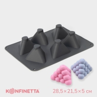 Форма для выпечки и муссовых десертов KONFINETTA &laquo;Рафаэль&raquo;, силикон, 28,5&times;21,5&times;5 см, 6 ячеек (7&times;4,9 см), цвет серый