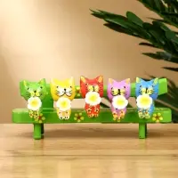 Сувенир "Котята на скамейке" дерево 19х8х6 см, цв. зелёный