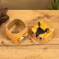 Корзинка &laquo;Кот&raquo;, 10&times;10&times;13 см, бамбук, рыжая