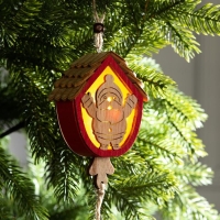 Ёлочная игрушка &laquo;Домик с Дедом Морозом&raquo;, от батареек, свечение тёплое белое