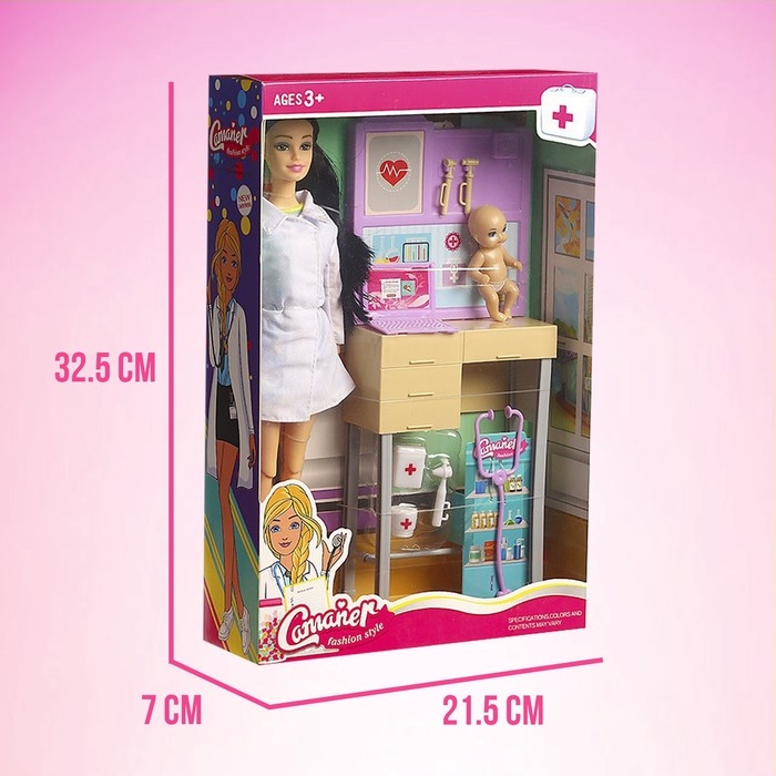 Кукла-модель шарнирная &laquo;Доктор Лиза&raquo; с малышом, мебелью и аксессуарами