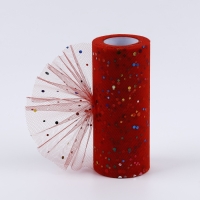 Фатин с разноцветными блёстками, 15 см, 11 &plusmn; 1 г/кв.м, 23 &plusmn; 1 м, цвет красный №17