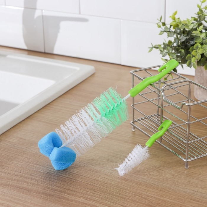 Набор ёршиков для посуды Доляна, 2 шт: 25&times;6 см, 12&times;2 см, цвет МИКС