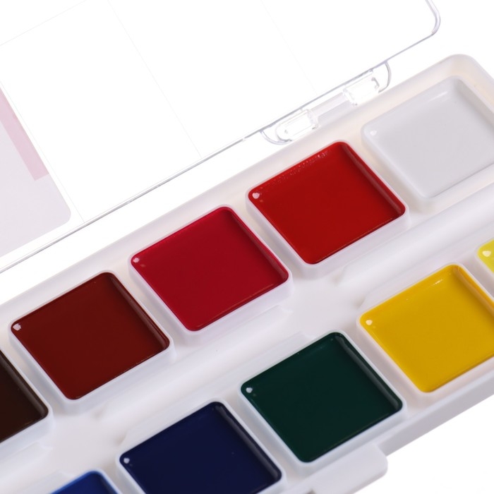 Акварель 12 цветов Гамма, медовая, без кисти, пластиковая упаковка, европодвес