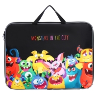 Папка для чертежей и рисунков А3, 470 х 350 х 20 мм, с ручками, текстильная, Calligrata "Монстрики"