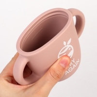 Поильник с трубочкой детский силиконовый &laquo;Try again&raquo;, 200 мл., с ручками, цвет розовый