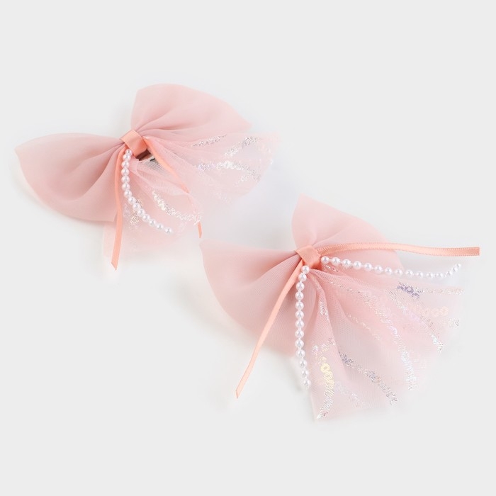 Заколка для волос, бант 7.5 см, 2 шт. Принцессы